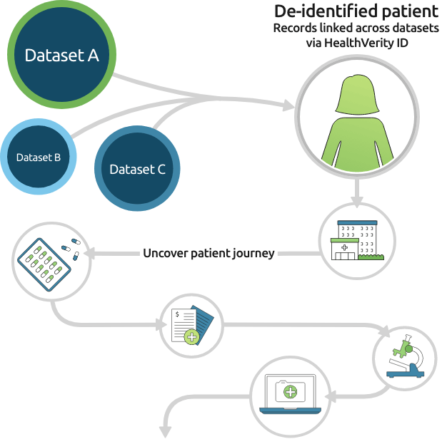 Illustrated HealthVerity Census de-identified patient journey